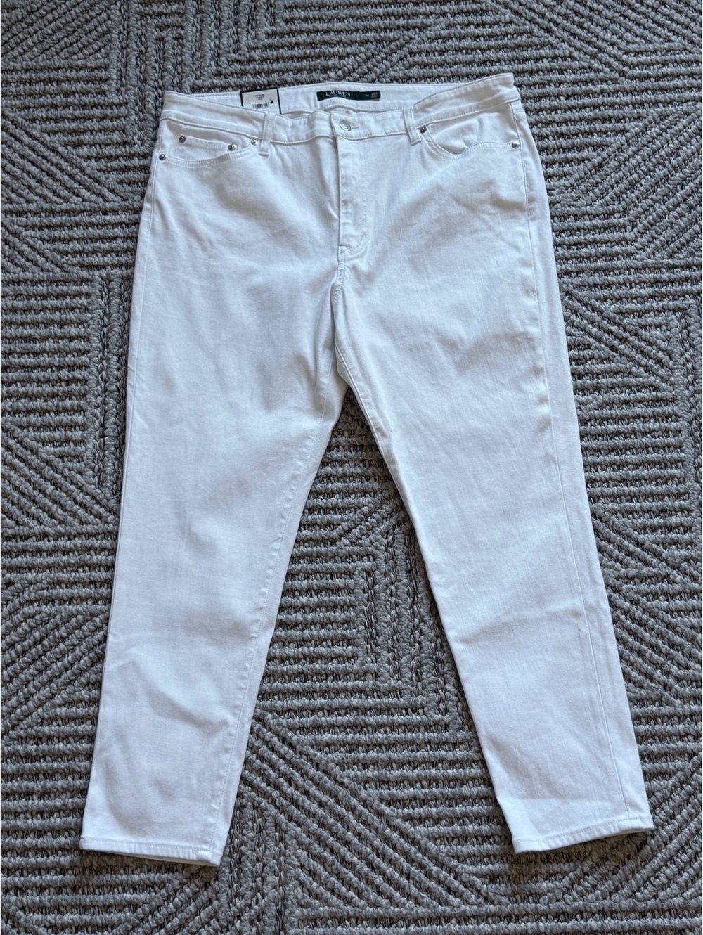 Lauren Ralph Lauren Premier Skinny Cropped White Jeans Size 16